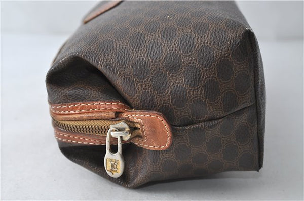 Authentic CELINE Macadam Blason Pattern Pouch PVC Leather Brown 4469D
