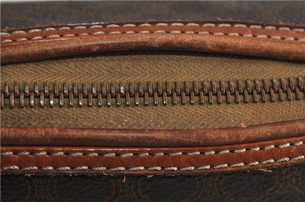 Authentic CELINE Macadam Blason Pattern Pouch PVC Leather Brown 4469D