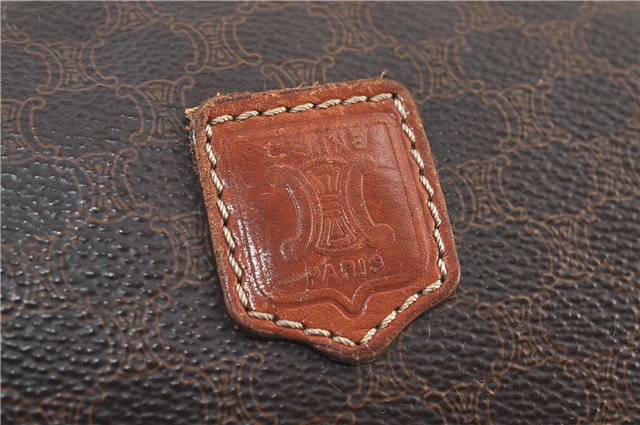 Authentic CELINE Macadam Blason Pattern Pouch PVC Leather Brown 4469D
