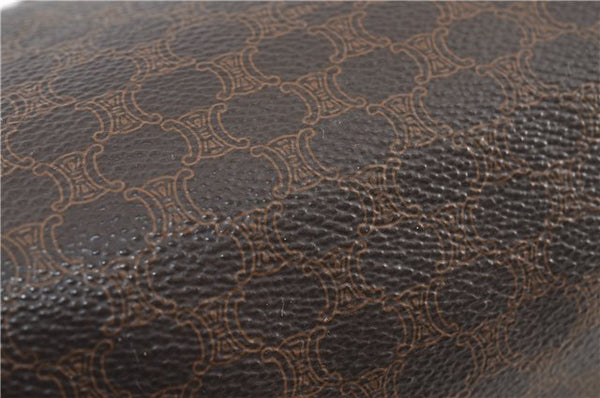 Authentic CELINE Macadam Blason Pattern Pouch PVC Leather Brown 4469D