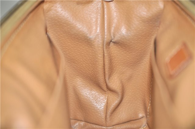 Authentic CELINE Macadam Blason Pattern Pouch PVC Leather Brown 4469D