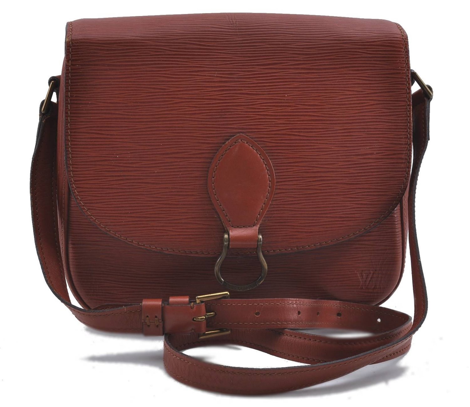 Authentic Louis Vuitton Epi Saint Cloud GM Shoulder Bag Brown LV 4471D