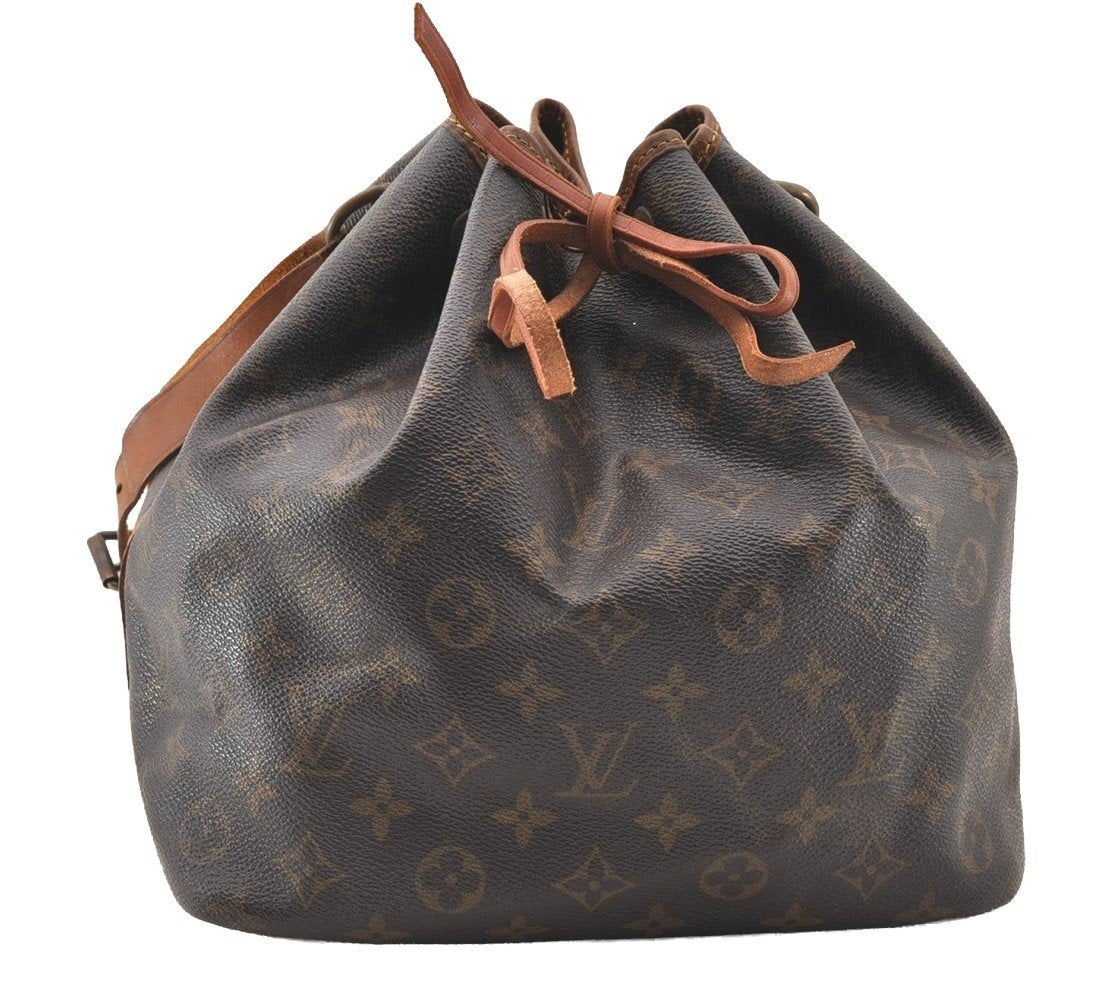 Authentic Louis Vuitton Monogram Petit Noe M42226 Shoulder Drawstring Bag 4475I