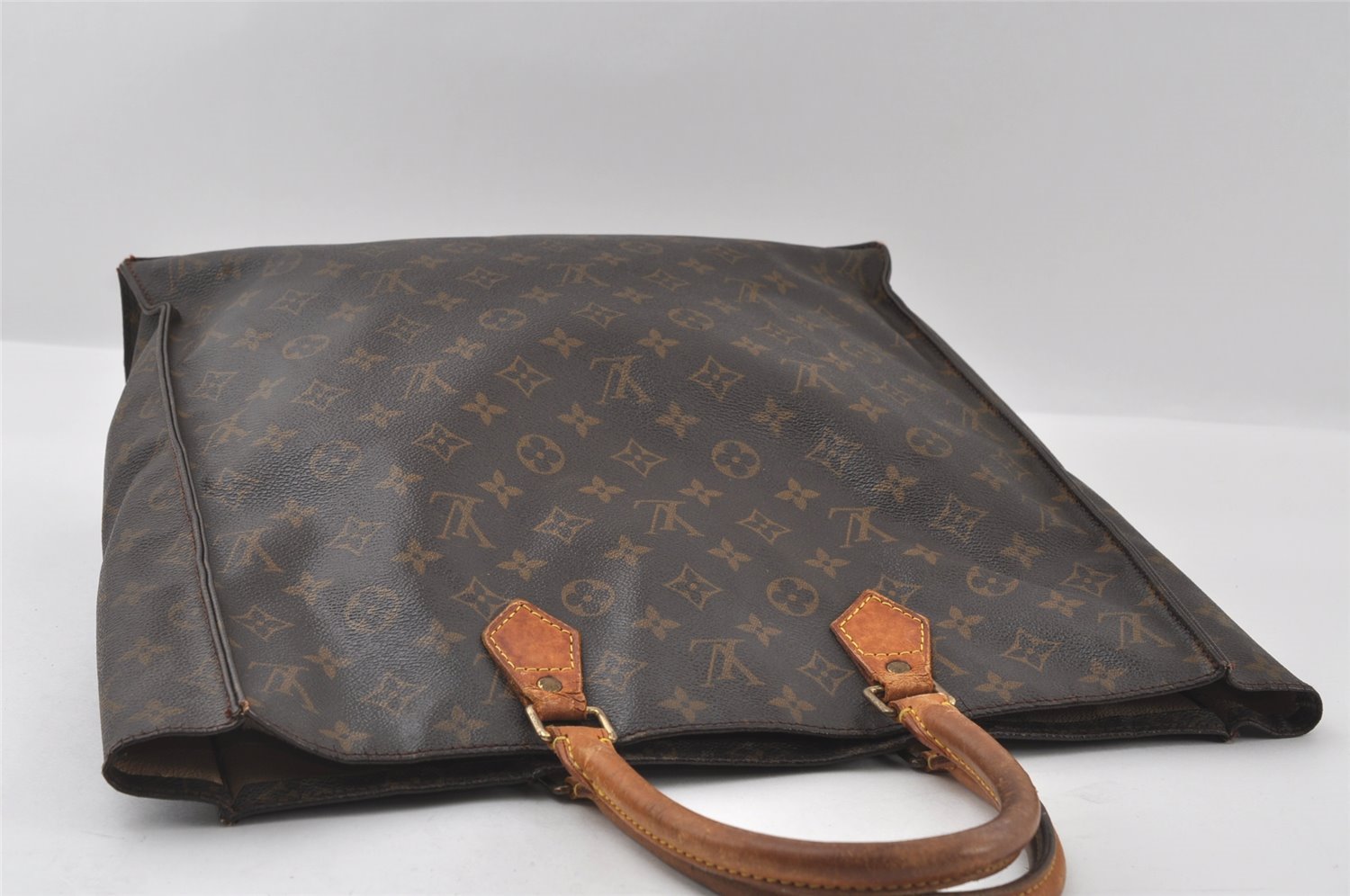 Authentic Louis Vuitton Monogram Sac Plat Hand Tote Bag M51140 LV 4476I