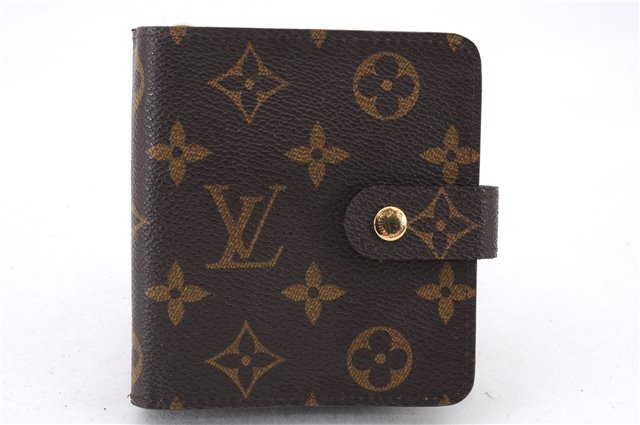 Authentic Louis Vuitton Monogram Compact Zip Bifold Wallet Purse M61667 LV 4477E