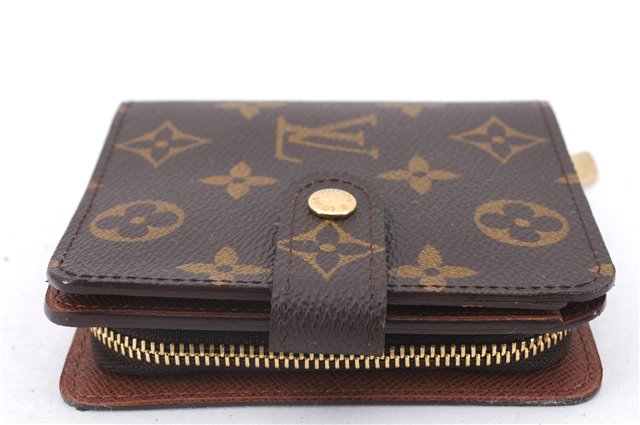 Authentic Louis Vuitton Monogram Compact Zip Bifold Wallet Purse M61667 LV 4477E