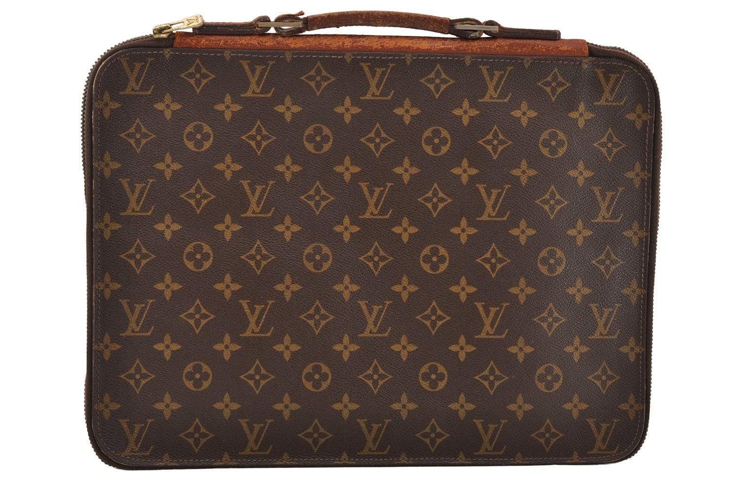 Auth Louis Vuitton Monogram Poche Documents Poignee Document Case Junk 4478I