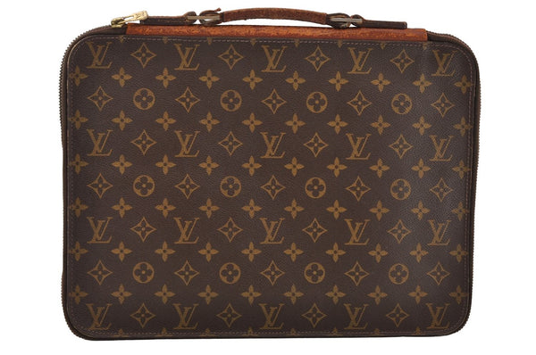 Auth Louis Vuitton Monogram Poche Documents Poignee Document Case Junk 4478I