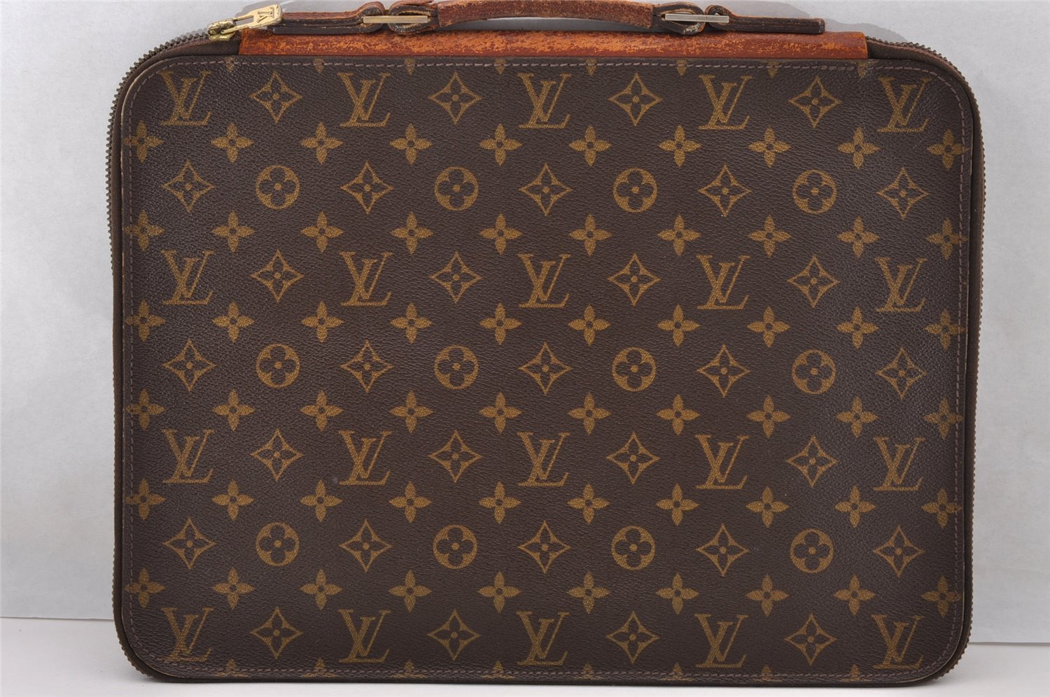 Auth Louis Vuitton Monogram Poche Documents Poignee Document Case Junk 4478I