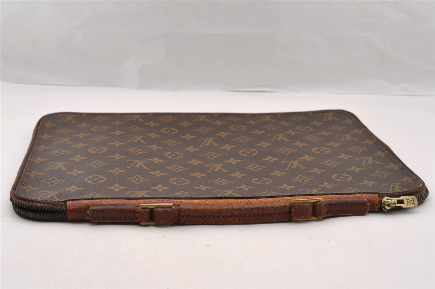 Auth Louis Vuitton Monogram Poche Documents Poignee Document Case Junk 4478I