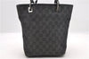 Authentic GUCCI Tote Hand Bag GG Canvas Leather 31244 Black 4479C