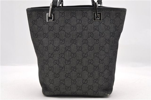 Authentic GUCCI Tote Hand Bag GG Canvas Leather 31244 Black 4479C