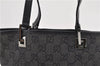 Authentic GUCCI Tote Hand Bag GG Canvas Leather 31244 Black 4479C