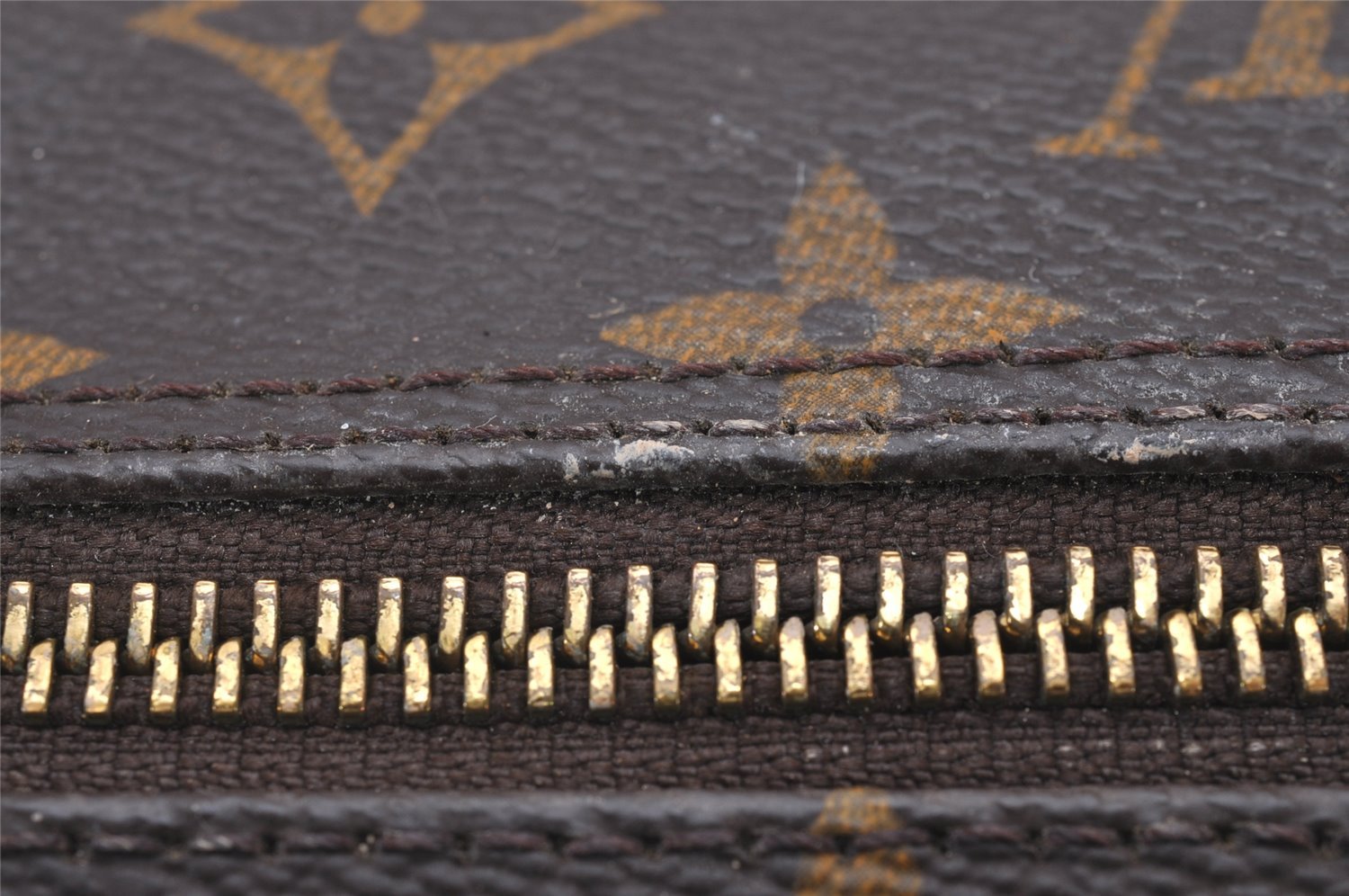 Authentic Louis Vuitton Monogram Trousse Patte Pression Pouch M47636 Junk 4480I