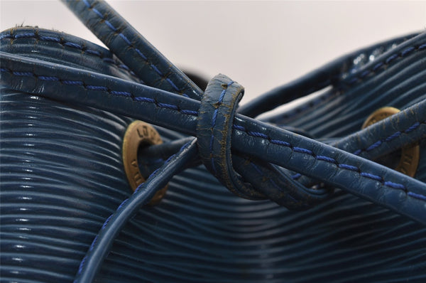 Authentic Louis Vuitton Epi Noe Shoulder Drawstring Bag Blue M44005 LV 4483I