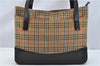 Authentic BURBERRY Nova Check Shoulder Tote Bag Canvas Leather Brown Beige 4484F