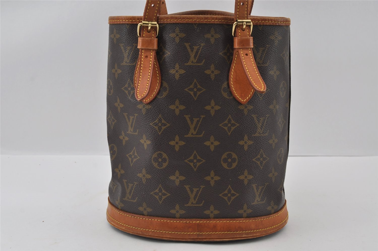 Authentic Louis Vuitton Monogram Bucket PM Shoulder Tote Bag M42238 Junk 4487I