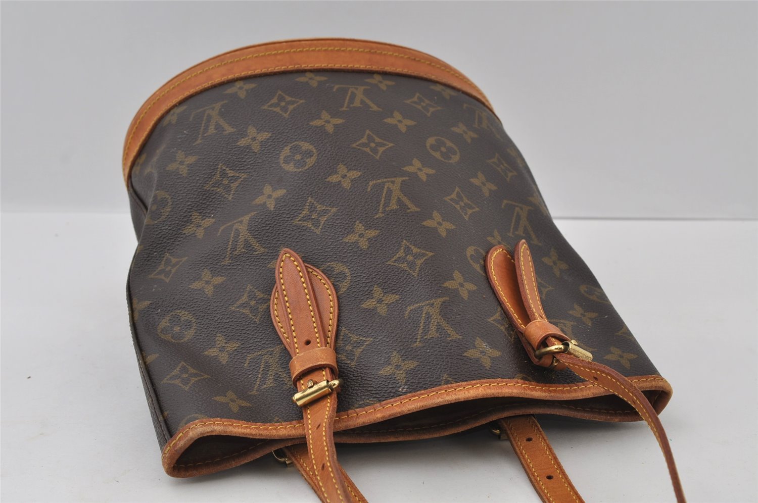 Authentic Louis Vuitton Monogram Bucket PM Shoulder Tote Bag M42238 Junk 4487I