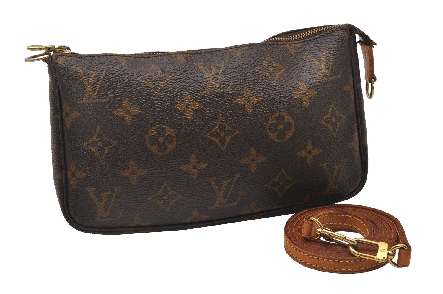Authentic Louis Vuitton Monogram Pochette Accessoires Shoulder Cross Pouch 4490I