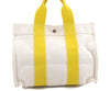 Authentic HERMES Bora Bora PM Tote Bag Canvas White Yellow 4497D