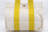 Authentic HERMES Bora Bora PM Tote Bag Canvas White Yellow 4497D