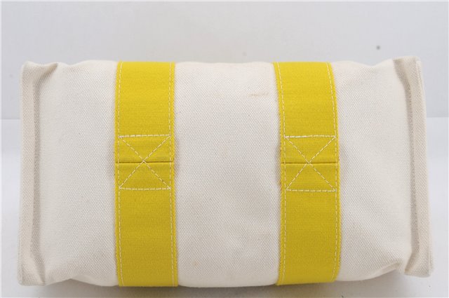 Authentic HERMES Bora Bora PM Tote Bag Canvas White Yellow 4497D