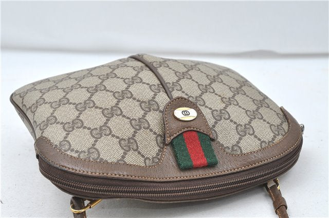 Authentic GUCCI Web Sherry Line Shoulder Cross Bag GG PVC Leather Brown 4498D