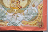 Authentic HERMES Carre 90 Scarf "Au dela des cinq mers" Silk Orange 4505E