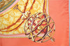 Authentic HERMES Carre 90 Scarf "Au dela des cinq mers" Silk Orange 4505E