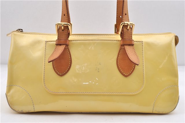 Auth LOUIS VUITTON Vernis Rose Wood Avenue Shoulder Hand Bag M93508 Yellow 4506C