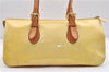 Auth LOUIS VUITTON Vernis Rose Wood Avenue Shoulder Hand Bag M93508 Yellow 4506C