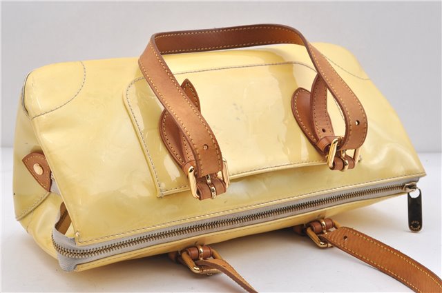 Auth LOUIS VUITTON Vernis Rose Wood Avenue Shoulder Hand Bag M93508 Yellow 4506C