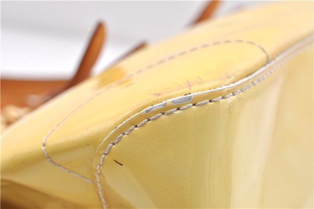 Auth LOUIS VUITTON Vernis Rose Wood Avenue Shoulder Hand Bag M93508 Yellow 4506C