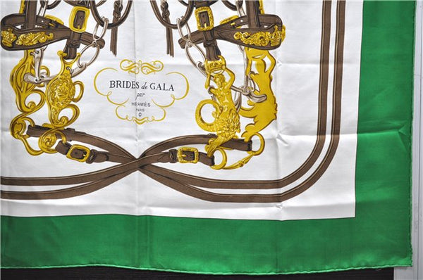 Authentic HERMES Carre 90 Scarf "BRIDES de GALA par" Silk Green 4506E