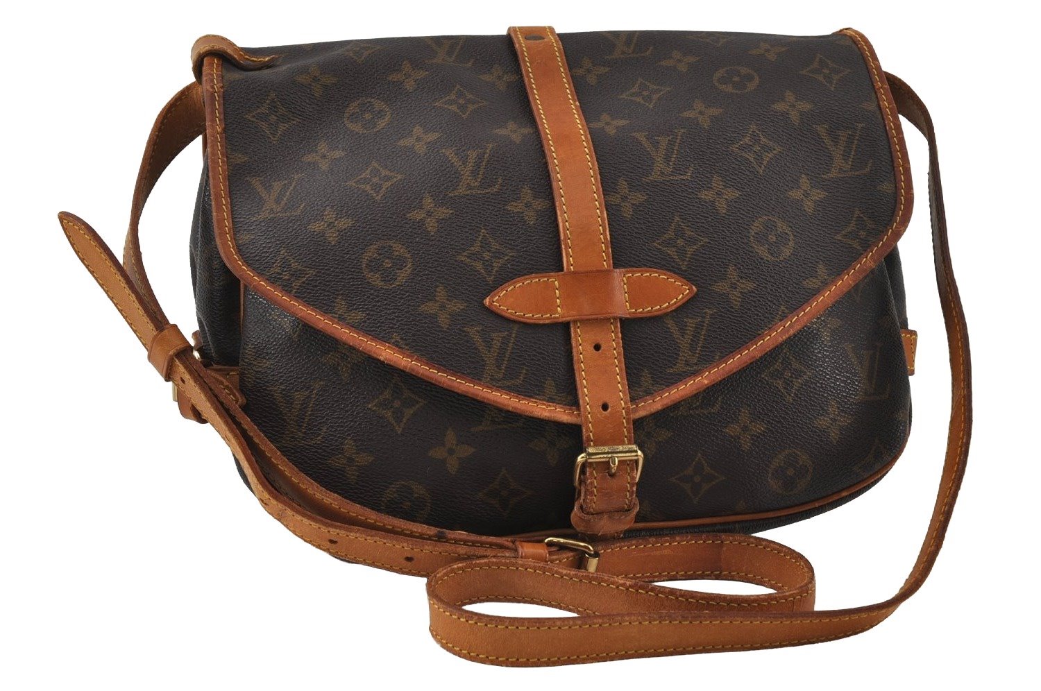 Authentic Louis Vuitton Monogram Saumur 30 Shoulder Cross Bag M42256 LV 4509I
