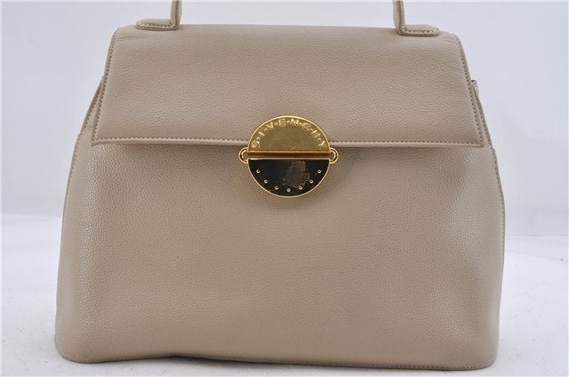 Authentic GIVENCHY Vintage Leather Shoulder Hand Bag Purse Beige 4511D