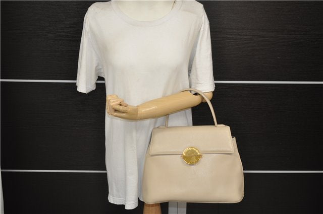 Authentic GIVENCHY Vintage Leather Shoulder Hand Bag Purse Beige 4511D