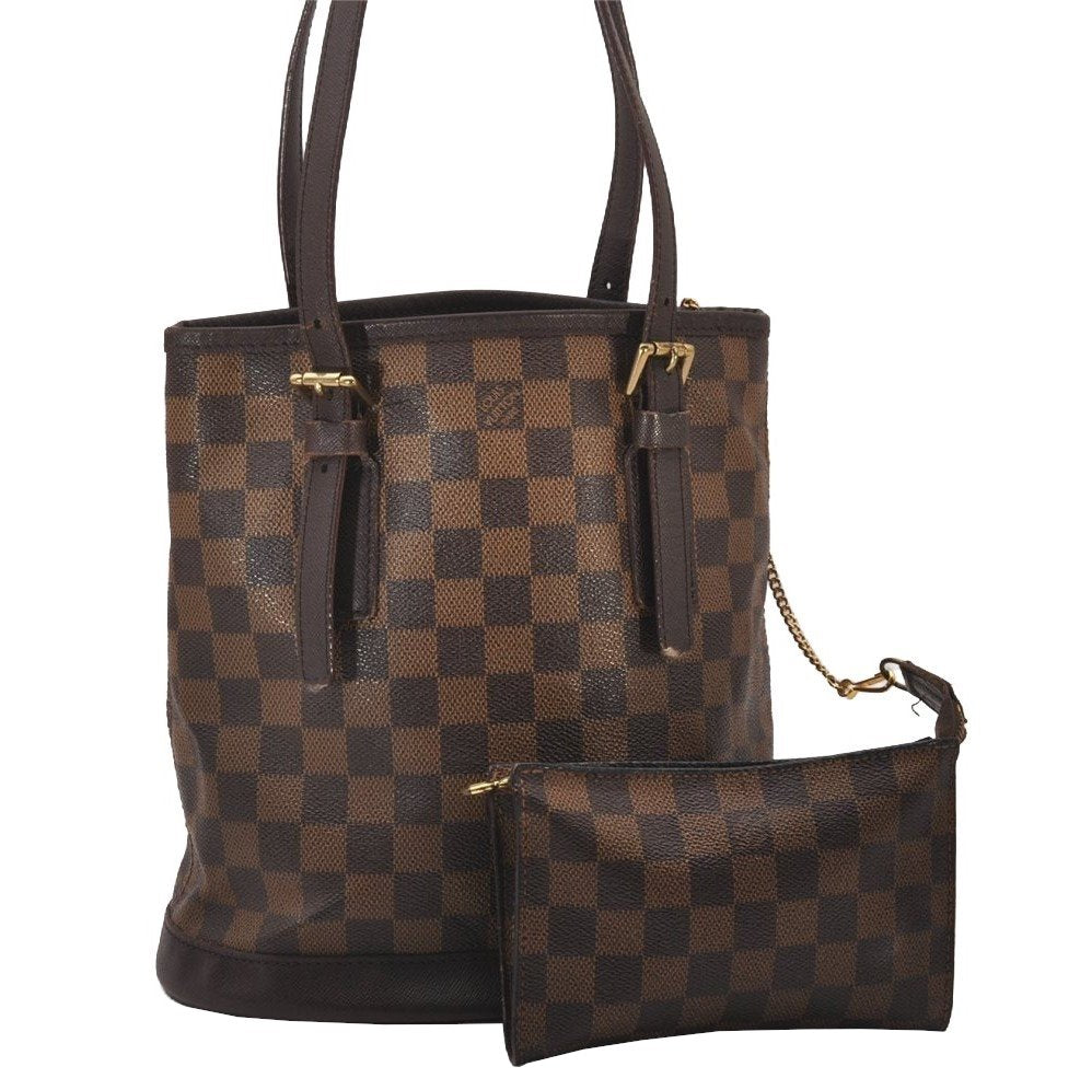 Authentic Louis Vuitton Damier Marais Bucket Shoulder Tote Bag N42240 LV 4512I