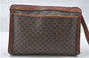 Authentic CELINE Macadam Blason Pattern Clutch Hand Bag PVC Leather Brown 4514D