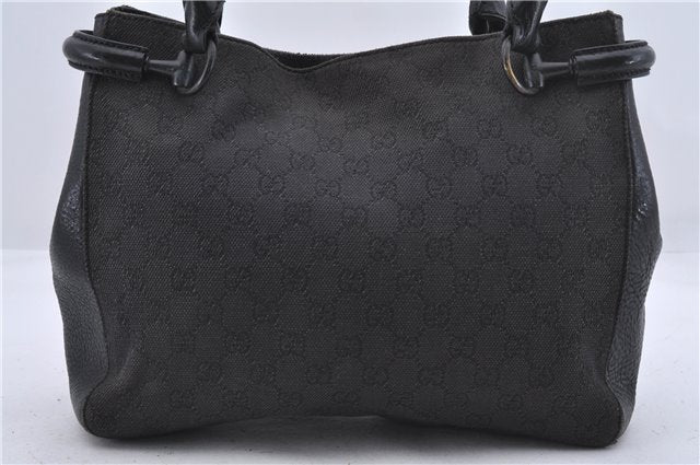 Authentic GUCCI Shoulder Tote Bag GG Canvas Leather 101971 Black 4519D