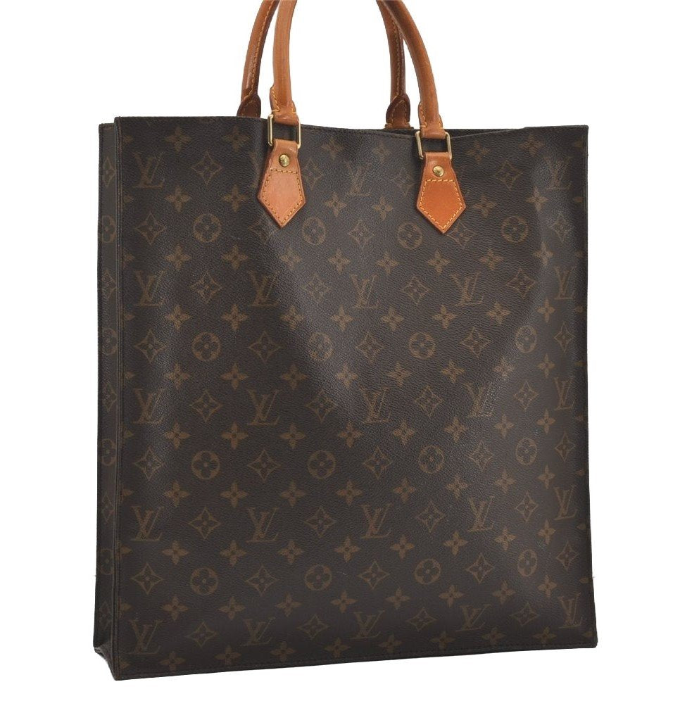 Authentic Louis Vuitton Monogram Sac Plat Hand Tote Bag M51140 LV Junk 4519I