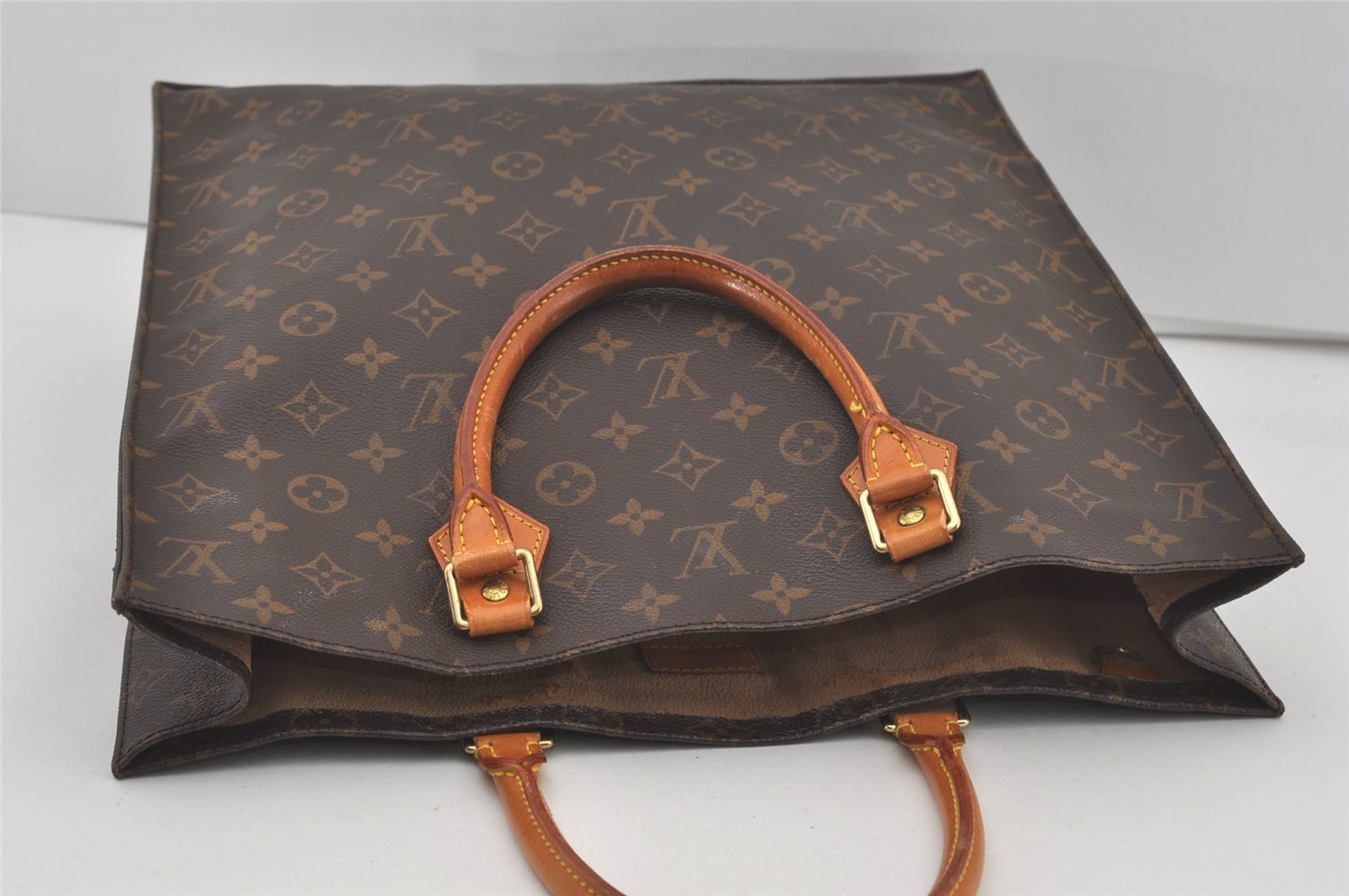 Authentic Louis Vuitton Monogram Sac Plat Hand Tote Bag M51140 LV Junk 4519I