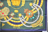 Authentic HERMES Carre 90 Scarf "KOSMIMA" Silk Navy 4521E