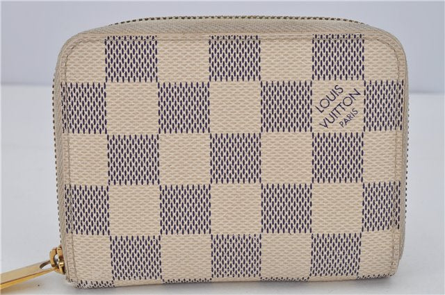 Authentic Louis Vuitton Damier Azur Zippy Coin Purse Wallet N63069 LV 4521F