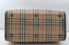 Authentic Burberrys Vintage Check Canvas Travel Boston Bag Brown Beige 4523D