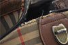 Authentic Burberrys Vintage Check Canvas Travel Boston Bag Brown Beige 4523D