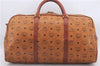 Authentic MCM Visetos Leather Vintage 2Way Shoulder Boston Bag Brown 4524D