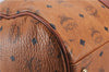 Authentic MCM Visetos Leather Vintage 2Way Shoulder Boston Bag Brown 4524D