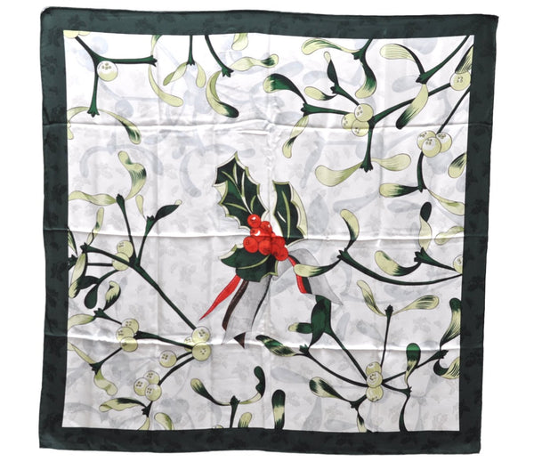 Authentic HERMES Carre 90 Scarf "Neige d Antan" Silk Green 4524E