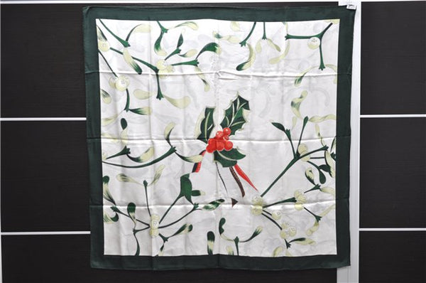 Authentic HERMES Carre 90 Scarf "Neige d Antan" Silk Green 4524E